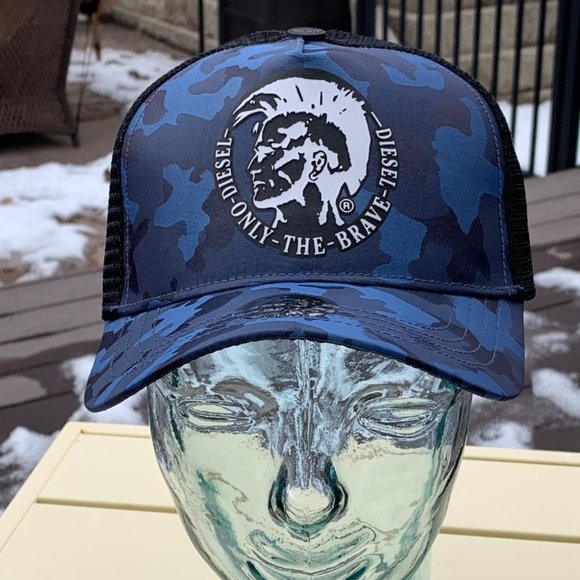 Blue Camo Diesel OTB Trucker Cap with Black Mesh - Picture 3 of 8